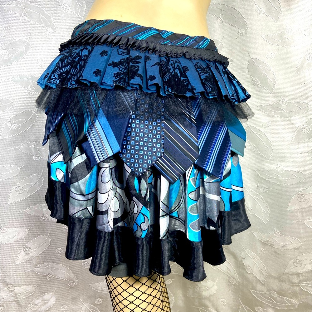 Recycled Mens vest Tip and Tie, Sexy Bustle Skirt